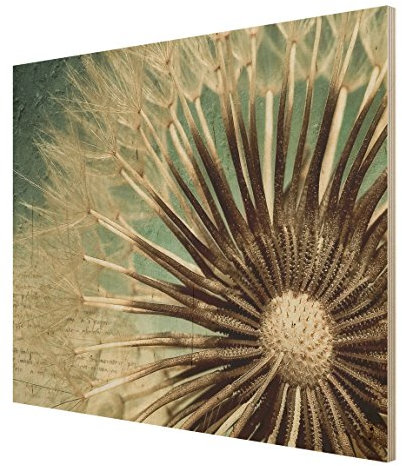 Apalis Holzbild Pusteblume- Closer Than Before - Wandbild Quer 3:4, Größe HxB:60cm x 80cm