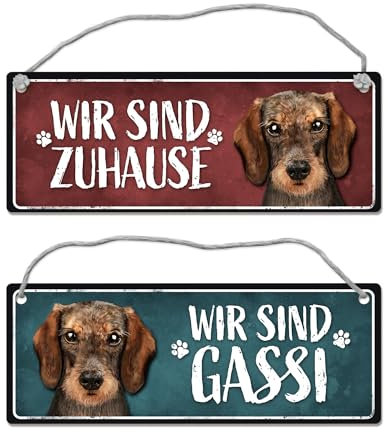 Wir sind Gassi/Zuhause - Dackel Wendeschild mit Kordel