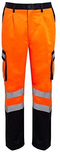 shelikes Mens Hi Vis Viz Trouser High Visibility Combat Bottoms Safety Cargo Pants Workwear Joggers