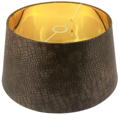 Designer Lampenschirm Kaiman Optik Leder Imitat konische Form (BRAUN 40 * 50 * 28cm)