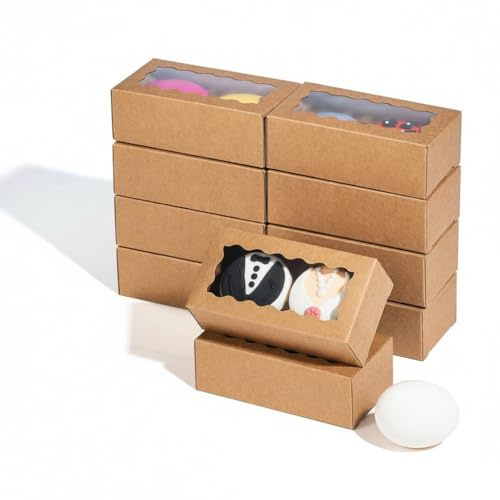 JCXGRVC small treat boxes with window - 35pcs candy box for chocolate & bakery treats - 4.17 x 2.16 x 1.37 inches small bakery boxes