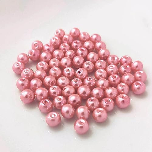 (6 mm/Rosegold hell) Glasperlen - Bastelperlen aus Glas rund - 30 Farben mit Loch Perlen zum Basteln auffädeln Armbänder Traumfänger bunt Set DIY mini kleine große Kinder Bastelperlen Schmuck