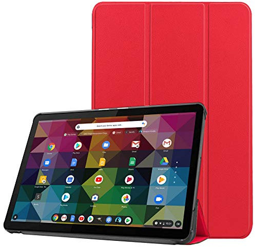 TingYR Coque pour Lenovo Duet Chromebook 10.1 Étui Tablette, Cuir, Support Pliant, Protection Tout Compris, Housse pour Lenovo Duet Chromebook 10.1.(Rouge)