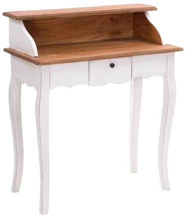 DESIGN DELIGHTS Vintage MASSIVHOLZ SEKRETÄR Napoleon | 80x92x40cm (BxHxT), Mahagoni, Shabby Style Konsolentisch | Schreibtisch im Vintage Stil | Farbe: 06 weiß-Landhaus