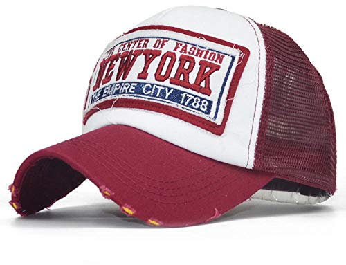 Herren Kappe Hut Mesh Baseball Cap Für Männer Frauen Sommer Hip Hop Papa Hut Trucker Cap-Wine_Red