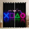 Spieler Fenster Behandlungen Spielen Fenster Vorhänge Gamepad Tülle Vorhänge Spiele Neon Vorhang für Kinder Jungen Jugendliche Mann Jugendlicher, Wohnzimmer Dekor Schwarz Lila 46x72, 2 Panels
