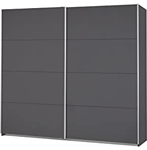 Rauch Möbel Caracas, Schwebetürenschrank, Grau metallic, Breite 226 cm | Kleiderschrank mit Schwebetüren, Schiebetüren, 2-türig, für Schlafzimmer, Kinderzimmer, Wohnzimmer, Gästezimmer, Garderobe