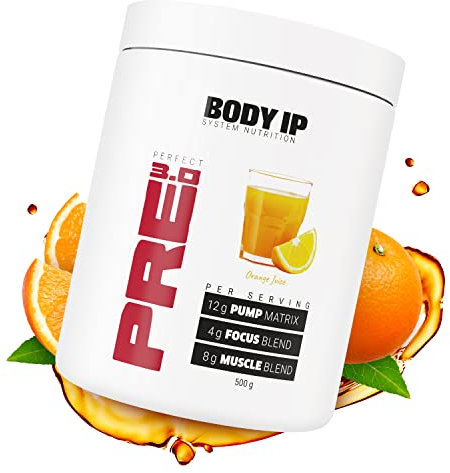 BODY IP Perfect Pre 3.0 | Orange Juice | Pre Workout Shake | Pump Booster | hochdosierte Inhaltsstoffe | vegan | laktosefrei und aspartamfrei | 20 Portionen | Made in Germany