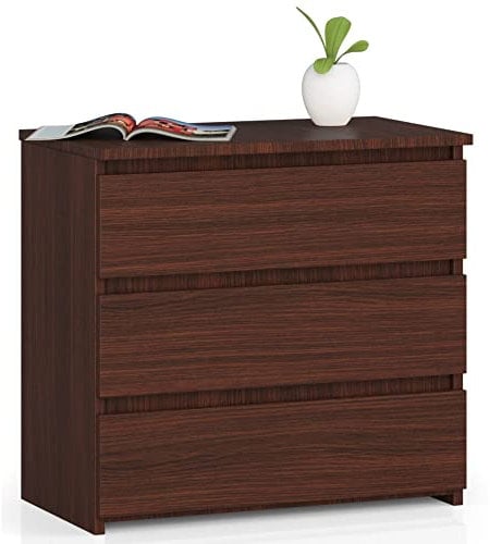 AKORD Commode CL-3 avec 3 tiroirs | Commode Classique pour La Chambre, Salon | Meuble de Rangement | L60 x H57 x P35 cm | Poids 26 kg | Wengé