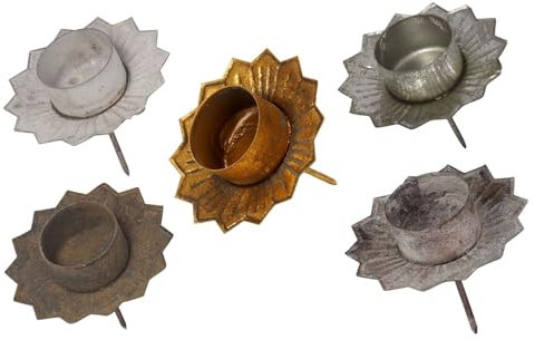 NETPROSHOP Metall Kerzenhalter zum Stecken für Teelichter D9x8,5cm Auswahl, Farbe:Gold Antik