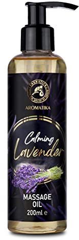 Massageöl Lavendel 200ml - Körperöl mit Lavendelöl - Mandelöl - Traubenkernöl - Massageöl für Guten Schlaf - Körperpflege Öl - Entspannendes Massageöl