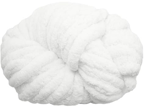 Maxee Dicke Wolle Garn 250g, Sperrige Armstricken Wolle, Soft Arm Knitting, XXL Grobstrick Weiches Wollgarn, zum Häkeln für Decke, Perfekt zum Weben von Haustier Nest, Decken, Zierkissen-Weiß