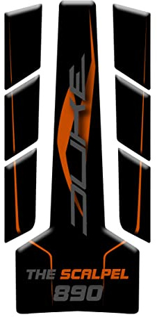 Tankpad aus Harz, selbstklebend, 3D-Effekt, kompatibel mit KTM Duke 890 R The Scalpel (Schwarz v2)