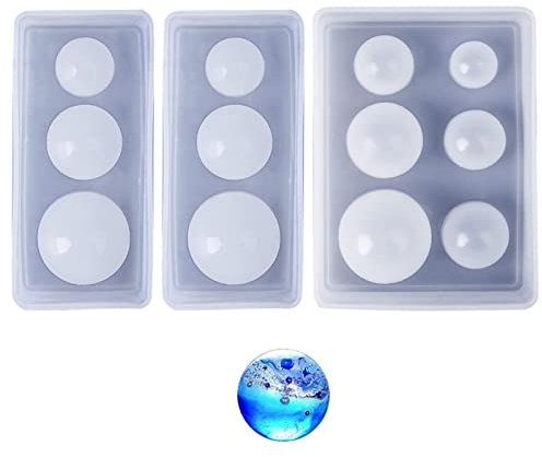 Virtcooy Moule en Silicone sphère pour résine, Grands moules Ronds en Silicone pour résine, Moules à sphère en Silicone Transparent, moules 3D pour l'artisanat en résine, Boule Ronde en résine époxy