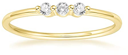 Titaniumcentral Damen Ringe Schmal Vorsteckring Gold 14K Vergoldet Zirkonia Schlicht Verlobungsringe Eheringe (62 (19.7))