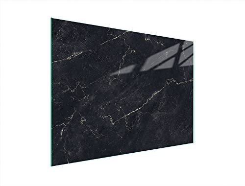 DarHaus Tagliere da cucina in vetro temperato, Copri-piano cottura a induzione, piano decorativo universale 40x30 cm, Marmo nero