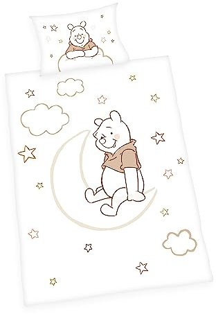Herding Baby-Bettwäsche-Set, Disney's Winnie Pooh, Wendemotiv, Kopfkissenbezug 40 x 60 cm mit Hoteleinschlag, Bettbezug 100 x 135 cm mit Knopfleiste, Baumwolle/Linon