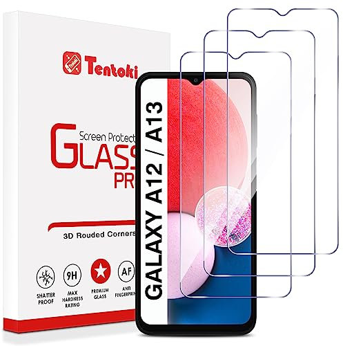 Tentoki Verre Trempé pour Samsung Galaxy A13 5G/ A13/ A12/ A04s, [lot de 3] vitre Protection écran -sans Bulles d'air -[0.26mm] [Anti Rayures, Dureté 9H] Ultra Transparent