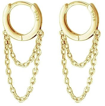 TOEECY Kreisförmige 925 Sterling Silber Ohrringe Quaste Kette Creolen Schmuck Damen Ohrhänger Elegant Minimalistisch Zeitlos