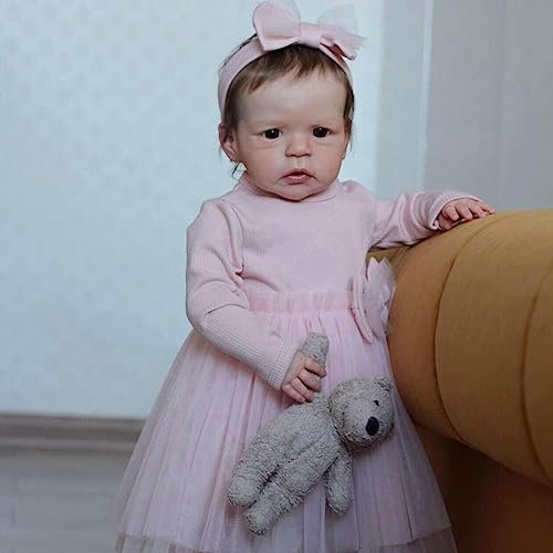 Anano Reborn Baby Puppen 24 Zoll Realistische Newborn Baby Puppen Toddler Mädchen Augen Offen Für Leben Wie Reborn Silikon Babys Real In Aussehen Flopkopf Baby Puppe Mit Verwurzeltem Braunem Haar