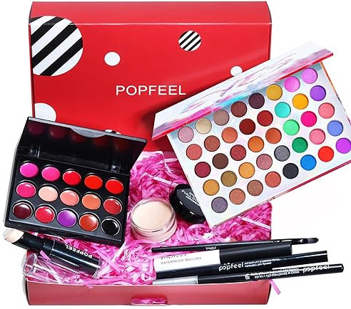 Joyeee Kit de Maquillage Complet, Coffret Maquillage Femme, Kit Maquillage Femme, Lot Maquillage avec Ombres Paupières, Rouge à Lèvre, Pinceaux, Mascara