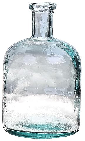 INNA-Glas Deko Glasflasche ROMEA, recycelt, klar-blau, 24 cm, Ø 15 cm - Deko Flaschenvase