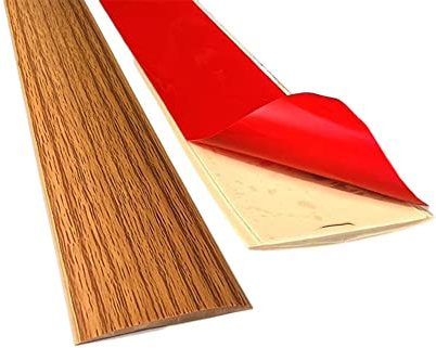JEWELTH Self Adhesive Flat Floor Transition Strip, PVC Laminate Floor Strip Carpet Transition Strip Floor Threshold Divider Strips, Flooring Edge Trim (4CM/3M, Yellow Oak)