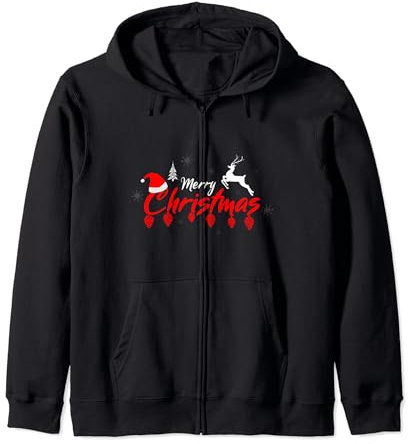 Rentier Weihnachtsmann Hut Zapfen Merry Christmas Kapuzenjacke