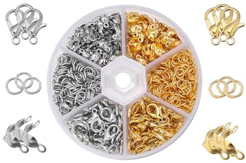 Xumann 460pcs lobster clasps for jewellery making,bracelet clasps with Jump Ring Opener set,bracelet clasps and closures for DIY Craft