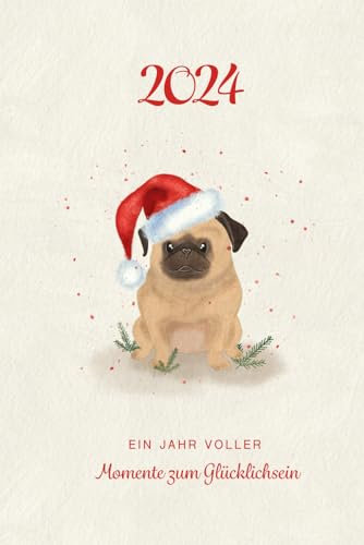 Mops Kalender 2024: Niedlicher Kalender 2024 mit farbigen Mops Illustrationen | A5 Format | Doppelseite für jede Woche | Mops Geschenke | Mops Artikel ... | Mops Kalender | Geschenke für Mopsliebhaber