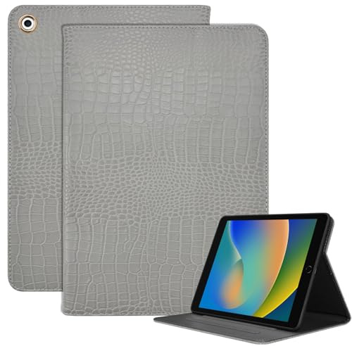 Deokke ipad hülle für 9/8/7 Generation 10,2 Zoll (2021/2020/2019), Schlaf/Wake Cover, TPU Rückseite mit Stifthalter,niedlich Design für Mädchen (N6-Grau)