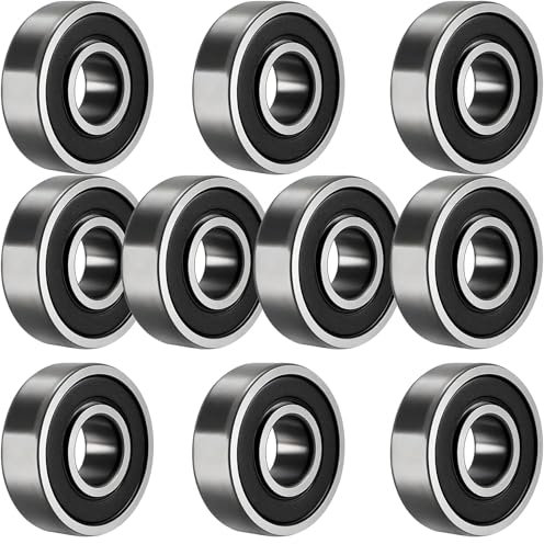 TUZUK 10 Stück 6201-2RS Kugellager Abgedichtet 12x32x10mm Vorgeschmiert/Chromstahl/Gummi Doppeldichtung, 6201RS Rillenkugellager