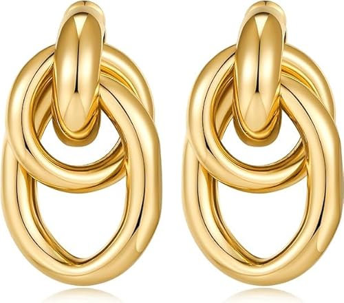 Gold Hoop Ohrringe, 1 Paar Geometrische Ohrringe Gold, Tropfen Ohrringe Gold, Goldene Creolen, Ohrringe Gold Damen, Geeignet als Geschenk für Mädchen