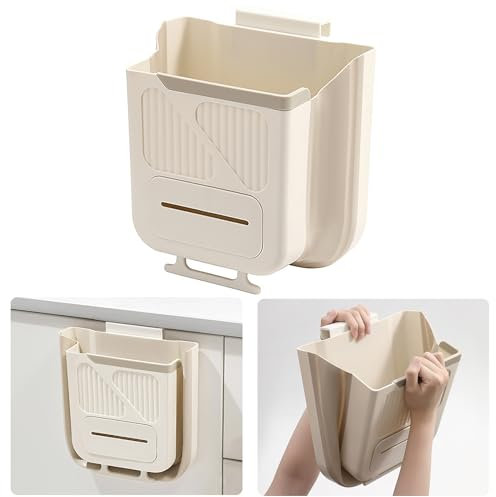 Silars Cubo Basura Plegable Camping, Papelera Cocina Cubo Basura Extraible Bote de Basura Colgante para Cocina, Baño, Dormitorio, Asiento de Automóvil - Calibre Grande, Plegable, Diseño Colgante (6L)