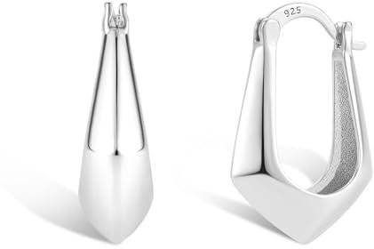 Silber 925 Ohrringe Kleine Creolen Damen, Hypoallergen Silber 925 Ohrringe Klobig Kleine Hohl Creolen Dick Geometrie Kreolen Huggie Creolen Klobige Creolen Leicht Breit Ohrringe Mädchen