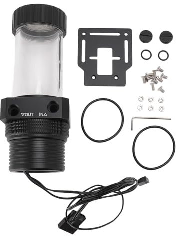 PC Pump Reservoir Combo, 12V 18W 1100L/H 200ml Water Cooling Pump Tank with 5m Pump Head, G1/4 Thread PWM Heat Exchanger Water Cooling Reservoir Radiator for Water Cooling System