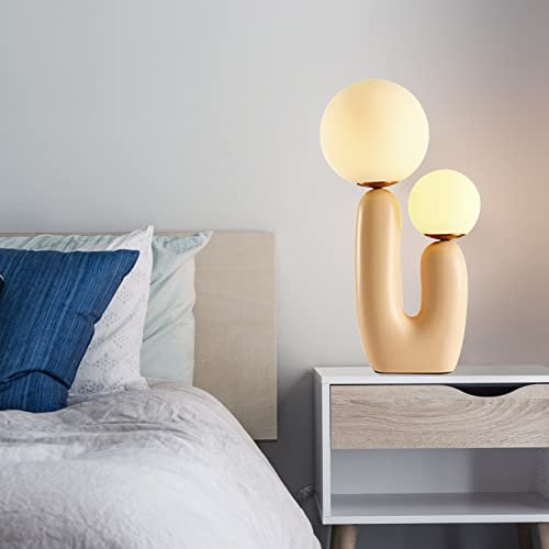 kaixunl Nachttisch-Schreibtischlampe, kreative nordische Wohnzimmer-Nachttisch-Schlafzimmer-Tischlampe mit LED-Lampen, Beige