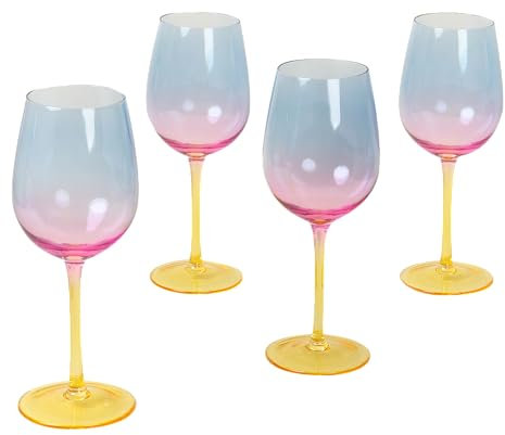 G Decor Set di 4 bicchieri da vino con tonalità arcobaleno
