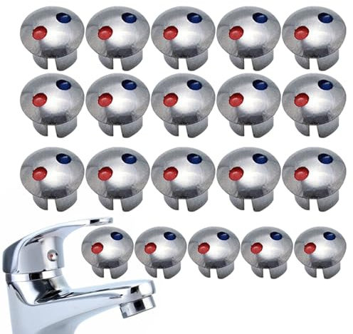 Hot and Cold Indicator, Hot and Cold Tap Inserts, Hot and Cold Signs Buttons, 20 Faucet Handle Index Buttons, Faucets Replacement Part, Hot and Cold Signs Buttons, Hot/Cold Water Label for Kitchen
