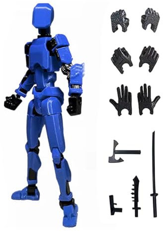 T13 Action Figure,Action Figure,T13 Figure,Dummy 13,Titan 13,3D-Druck von Beweglichen Figuren mit Mehreren Gelenken mit 4 Waffen und 3 Handtypen,Desktop-Dekoration Dekompressionsspielzeug (Blau)