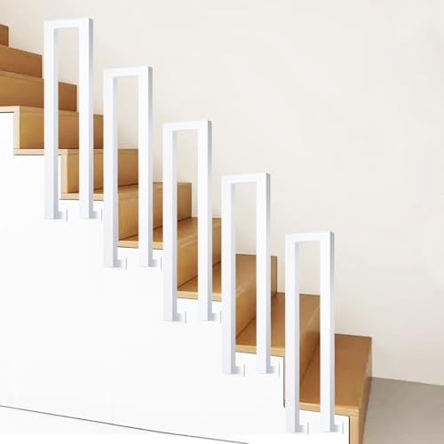 Ogimeka Treppengeländer Innen, U Förmig Geländer Treppe Weiß, Treppengeländer Außen, Metall Handlauf Treppe für Villen, Balkone, Flure, Wohnungen, Drinnen und Draußen (Weiß-Seitlich Montiert/75cm)