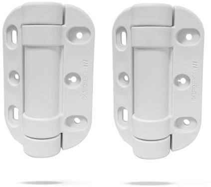 Safetech Hardware Bisagras de puerta de cierre automático resistentes, bisagras de tensión ajustable para exteriores en color blanco para puertas de aluminio de hasta 185 libras (MegaKlik SHH-135W)