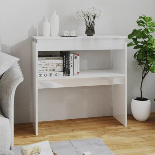 AJJHUUKI Meuble console en bois laqué blanc brillant 80 x 30 x 80 cm