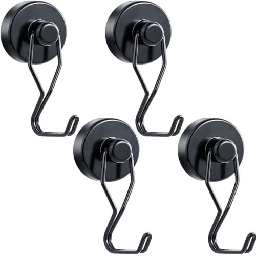 Tohoer Magnetic Hooks, 100LBS Neodymium Magnets Hook Heavy Duty with Rust Proof for Fridge, Refrigerator, Oven, Grill, BBQ, Key, Tools Holder, Kitchen, Outdoor, Hanging Wreaths, Utensil Hangers