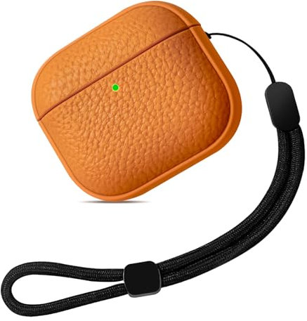 Teyomi Hülle Kompatibel mit AirPods 4. Generation, Leder-Touch-Design Kompatibel mit Airpods 4 Case, Schutzhülle Kompatibel mit Airpods 4 mit Handschlaufe,Fallfest, Stoßfest(orange)