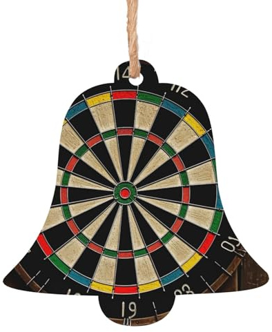 Dartscheibe aus Holz, zum Aufhängen, 6 Stück, Glockenform, Weihnachtsdekoration für Weihnachten, Urlaub, Party, Dekoration