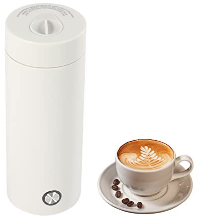 Tragbarer Reisewasserkocher klein 400 ml Mini Wasserkocher, 300 W mit Warmhaltefunktion, elektrischer Wasserkocher für Reisen schnelles Kochen von Tee, Kaffee und Milch in nur 5 Minuten (Weiß)