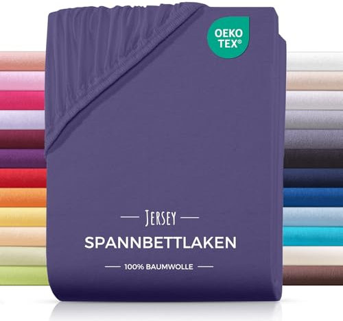 Carpe Sonno® Jersey Spannbettlaken 180x200cm Baumwolle | Laken Lila mit Einlaufschutz & Bügelfrei Matratzenbezug bis 22cm | Bettlaken 180x200 Baumwolle | Leintuch 180x200 | Spannbetttuch 180 x 200