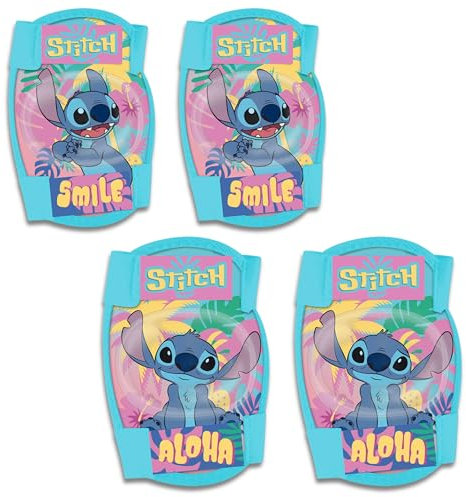 sarcia.eu DISNEY Stitch protections des genoux et des coudes pour enfants, protections pour enfants (Turquoise)