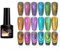Cat Magnetic Eye Gel Nail Polish-9D Cat Eye Gel Polish, Holographic Green Pink Blue Purple Polish-Glitter Chameleon Magnetic Gel Nail Varnish Soak Off U V Gel Nail Polish for Nail Art Salon DIY Home